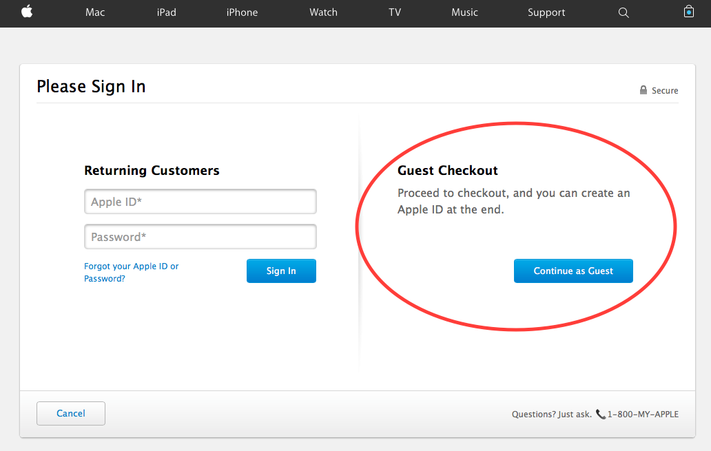 apple ecommerce checkout page