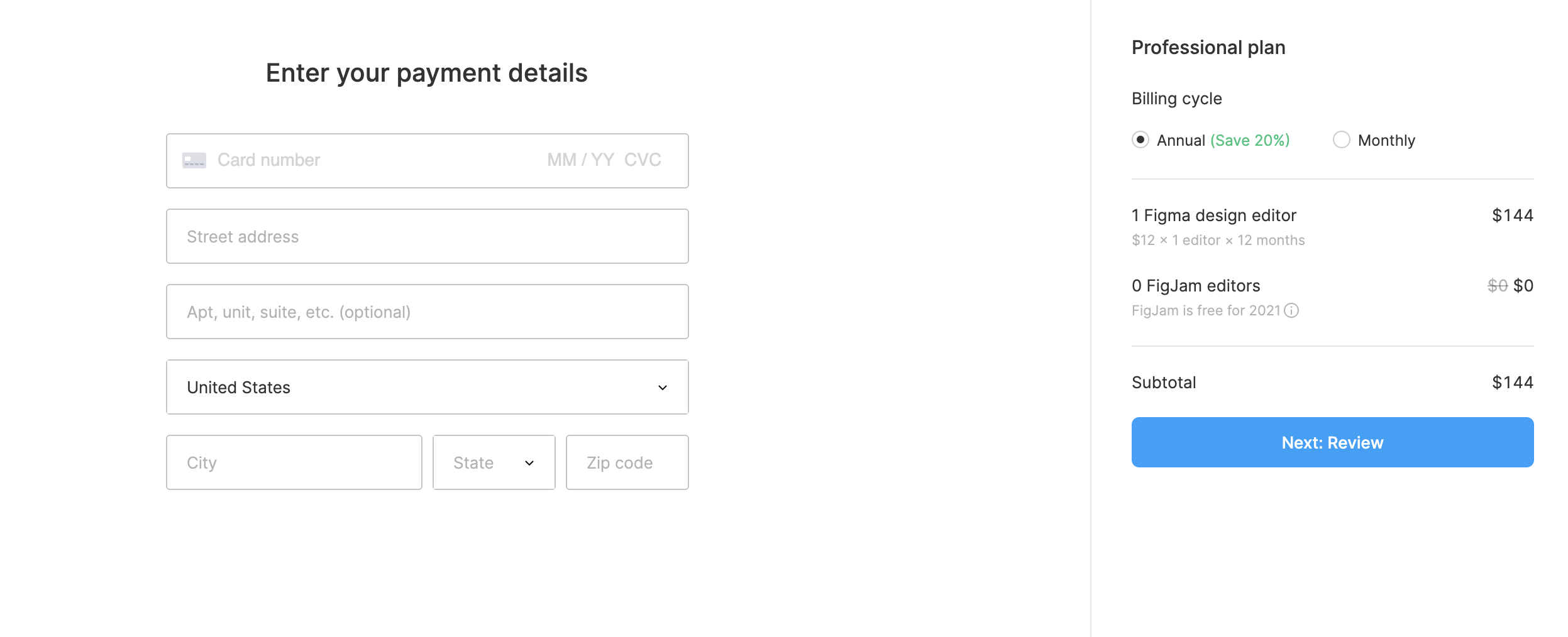 Figma Payment Page Design Example
